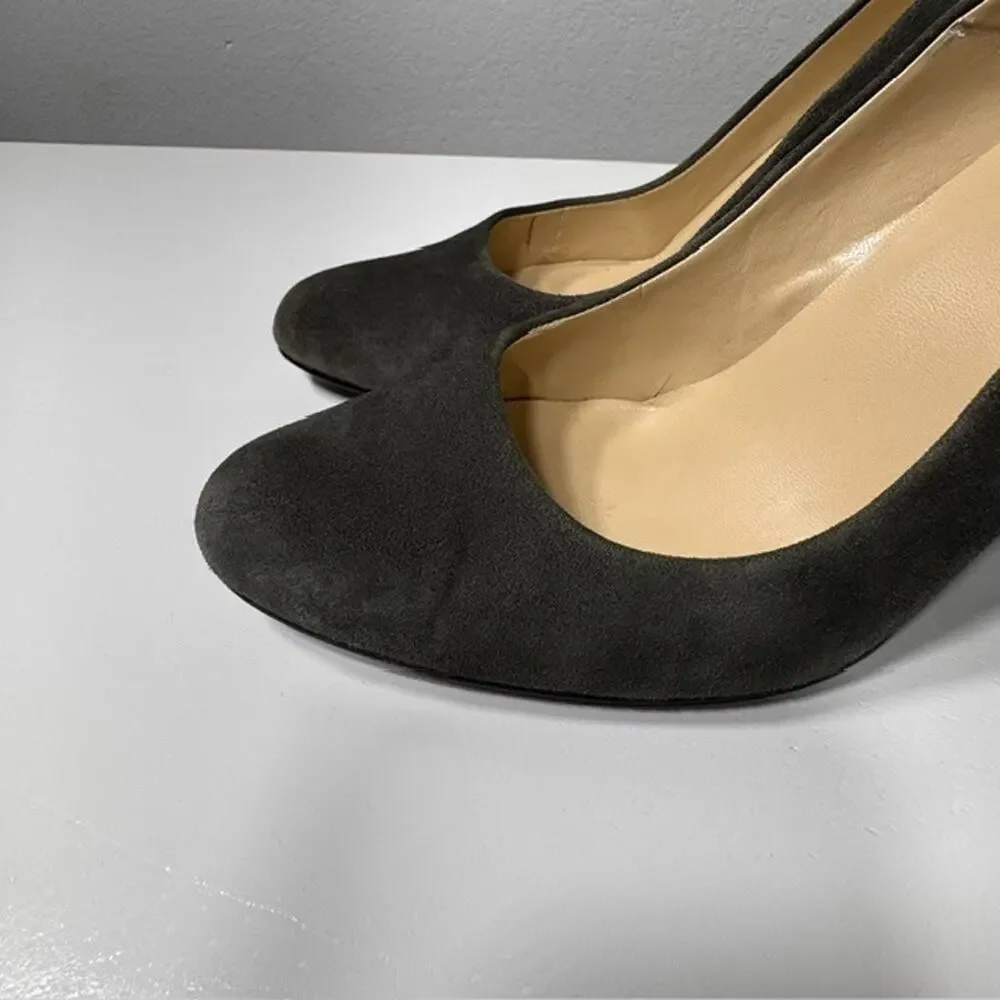 Lauren Ralph Lauren Suede Pumps Womens Size 9B Olive Green Round Toe Heels